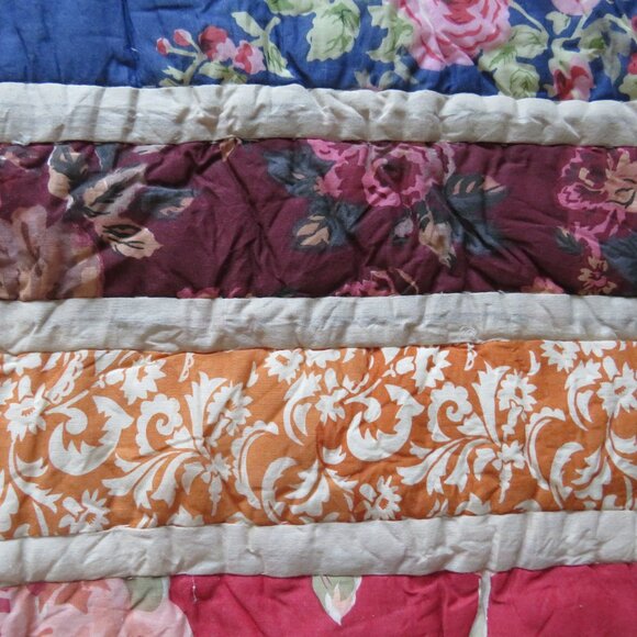 Large Quilted Patchwork Stripes Standard Pillow Case The Company Store Old Stock - Picture 3 of 16